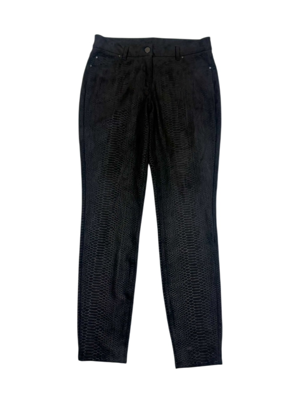 Artisan NY Croc Pattern Faux Suede Skinny Pants Black Size 6